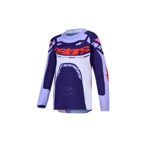 Alpinestars Youth Supertech Dyna Motocross Jersey Light Violet/Deep Purple/Pink Fluoro - Image 1