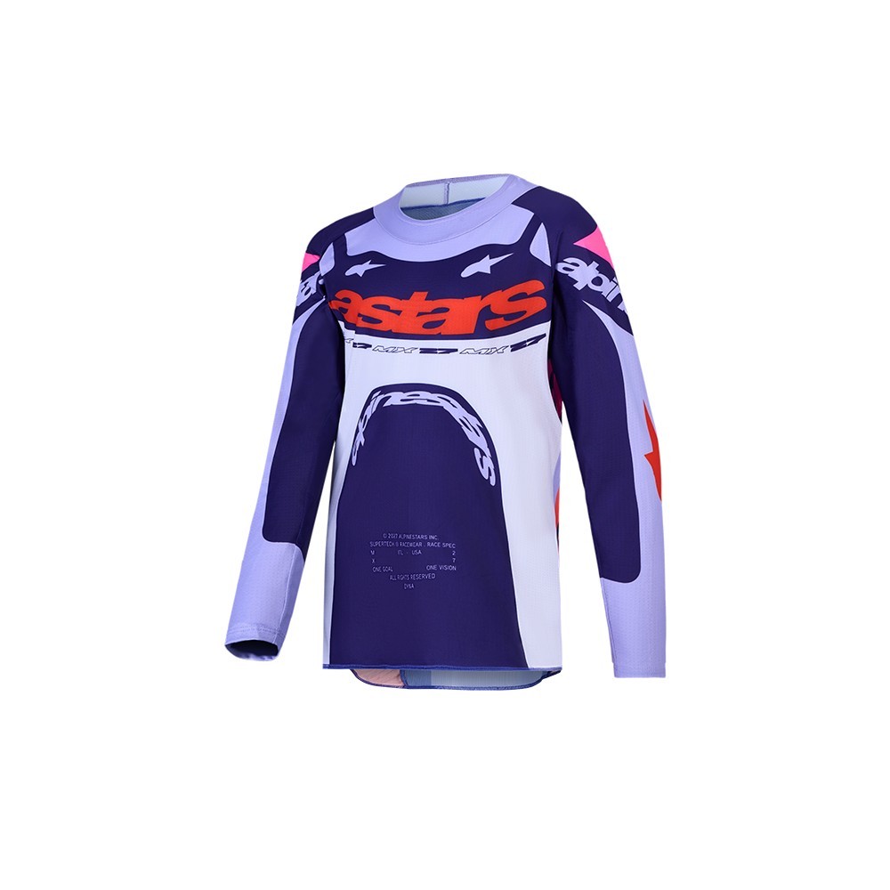 Alpinestars Youth Supertech Dyna Motocross Jersey Light Violet/Deep Purple/Pink Fluoro - Image 1