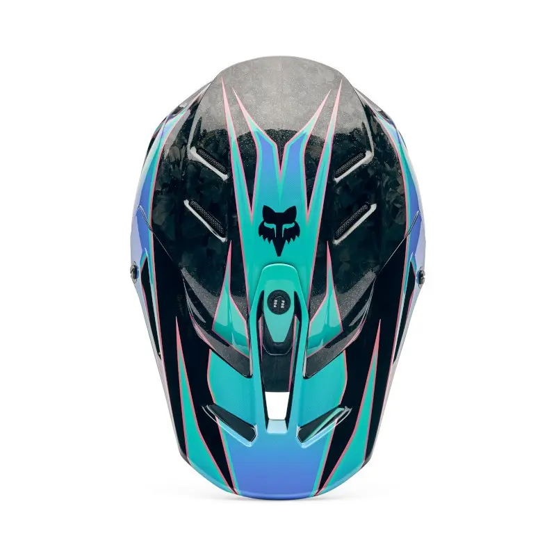 Fox V3 RS Canvas Motocross Helmet Aqua Blue
