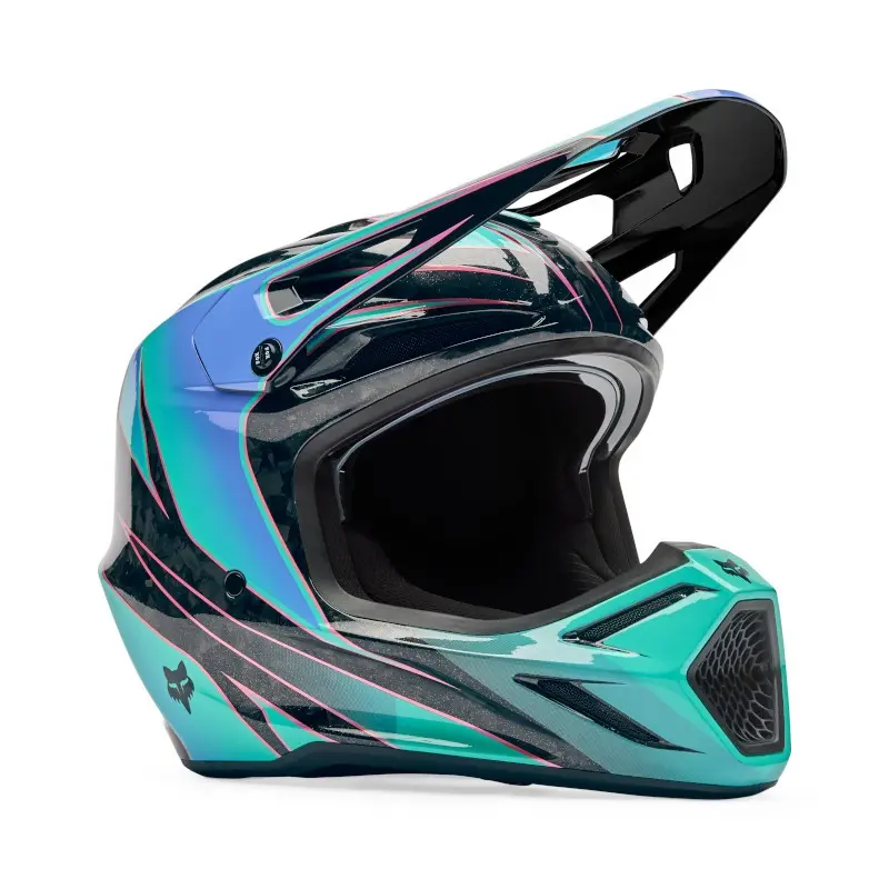 Fox V3 RS Canvas Motocross Helmet Aqua Blue