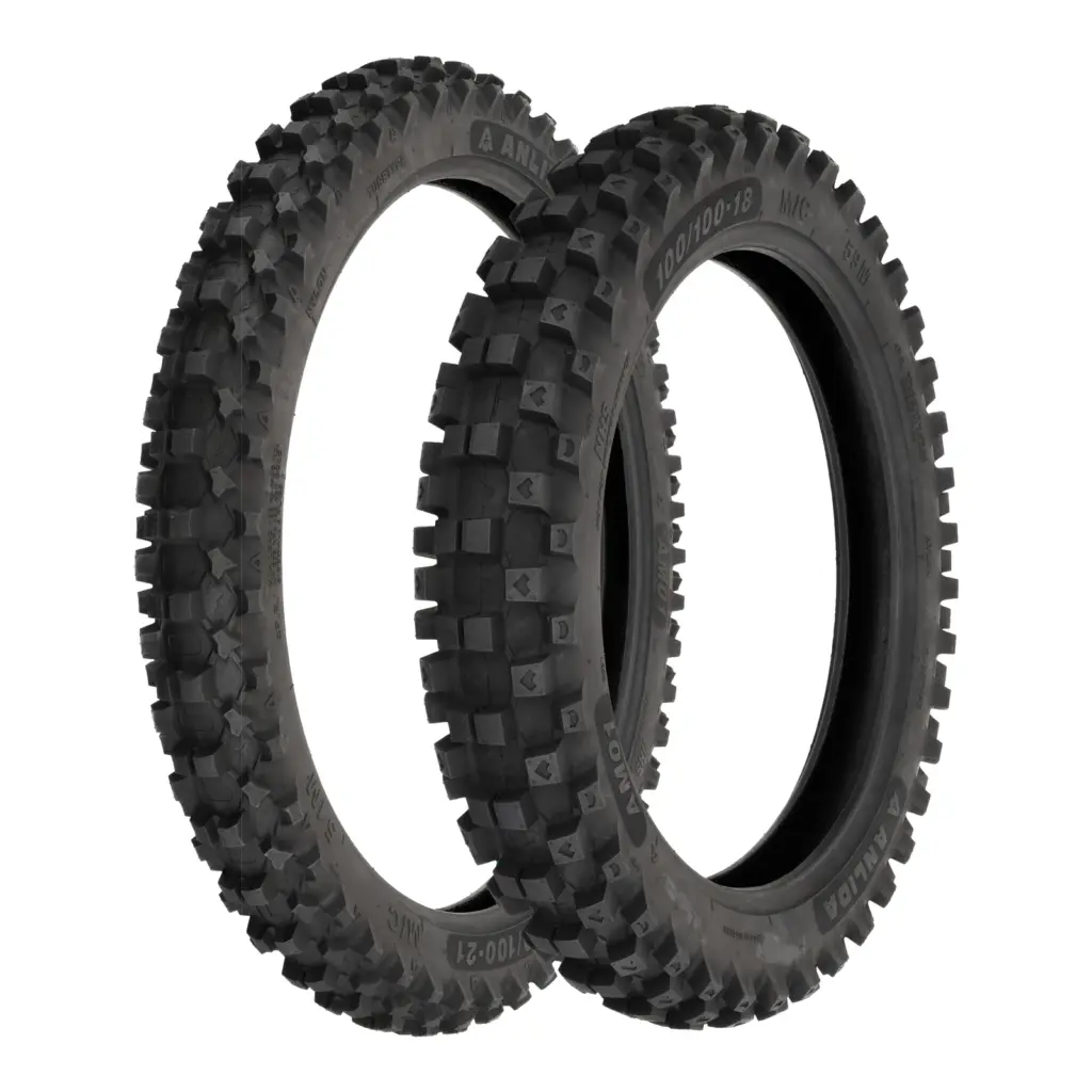 Anlida AM01 80/100-21 Front & 110/90-19 Rear Tyre Set (NHS)
