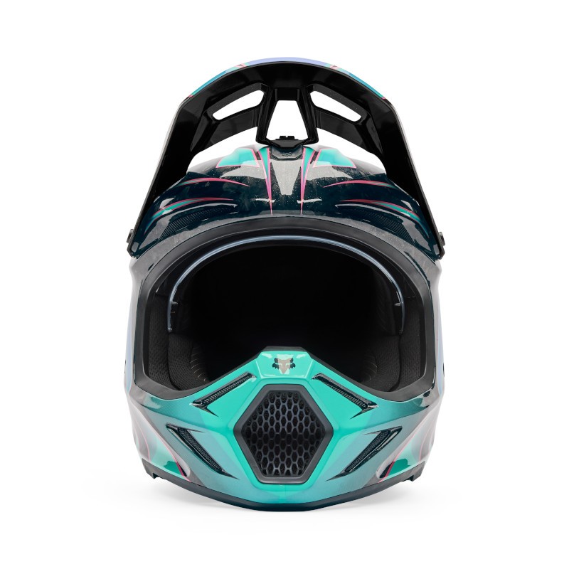 Fox V3 RS Canvas Motocross Helmet Aqua Blue - Image 6