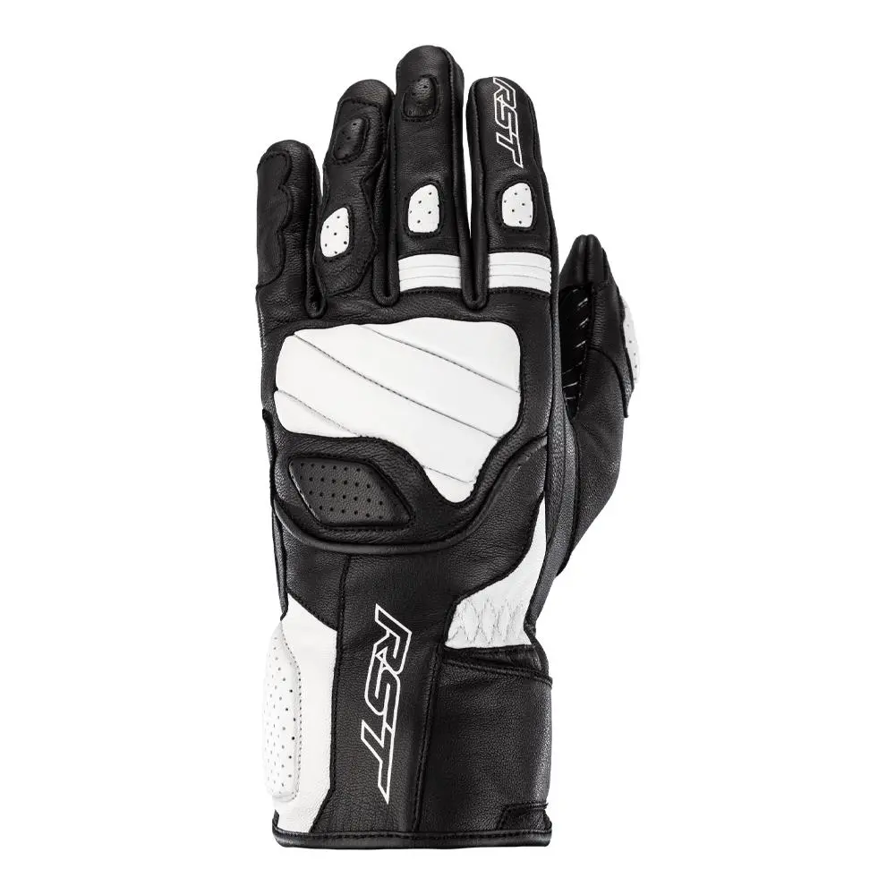 RST Turbine CE Leather Road Gloves White
