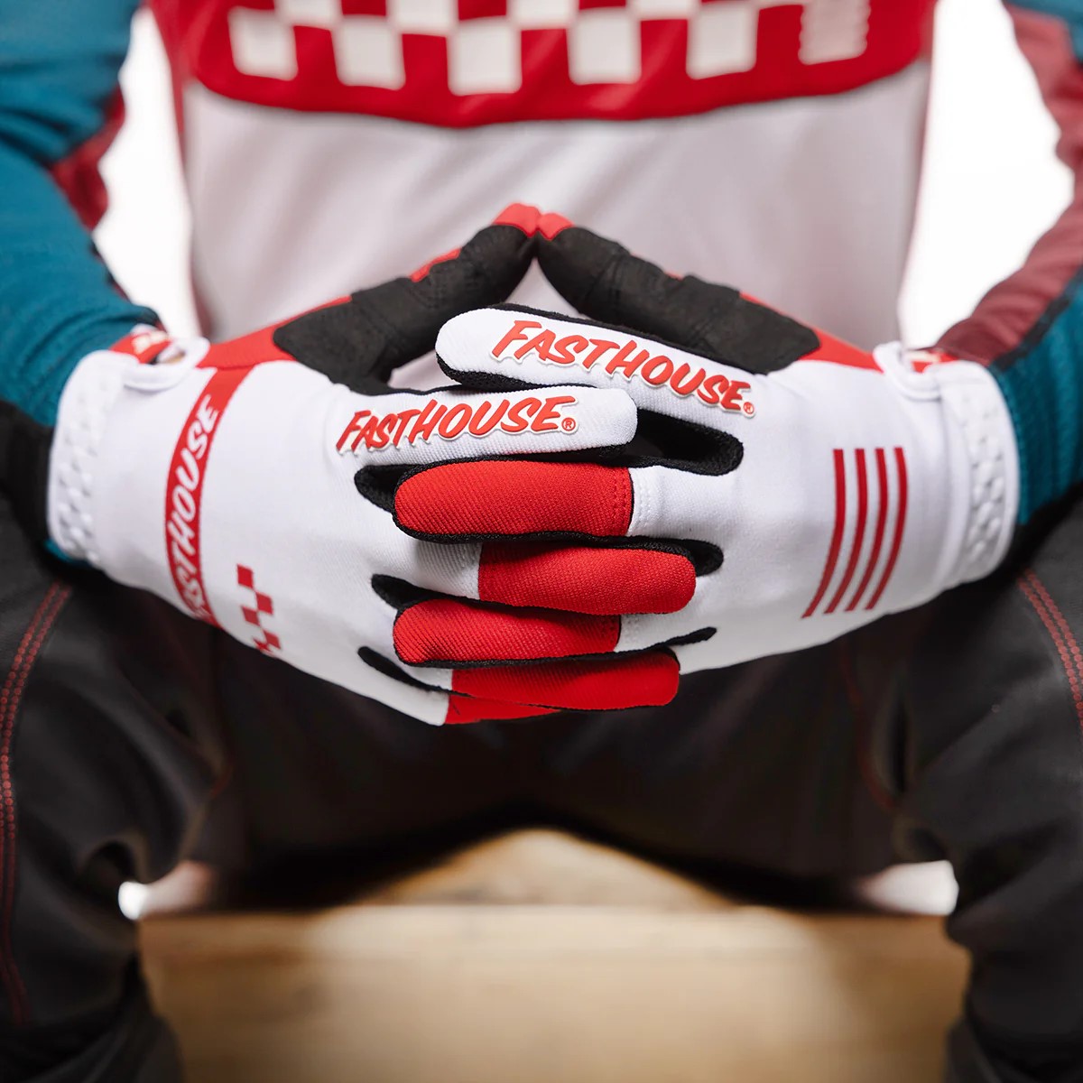 Fasthouse Youth Speed Style Mod Motocross Gloves Red/White - Image 4