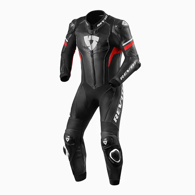*54 Hyperspeed Leather Suit Black/Neon-Red REV'IT! []