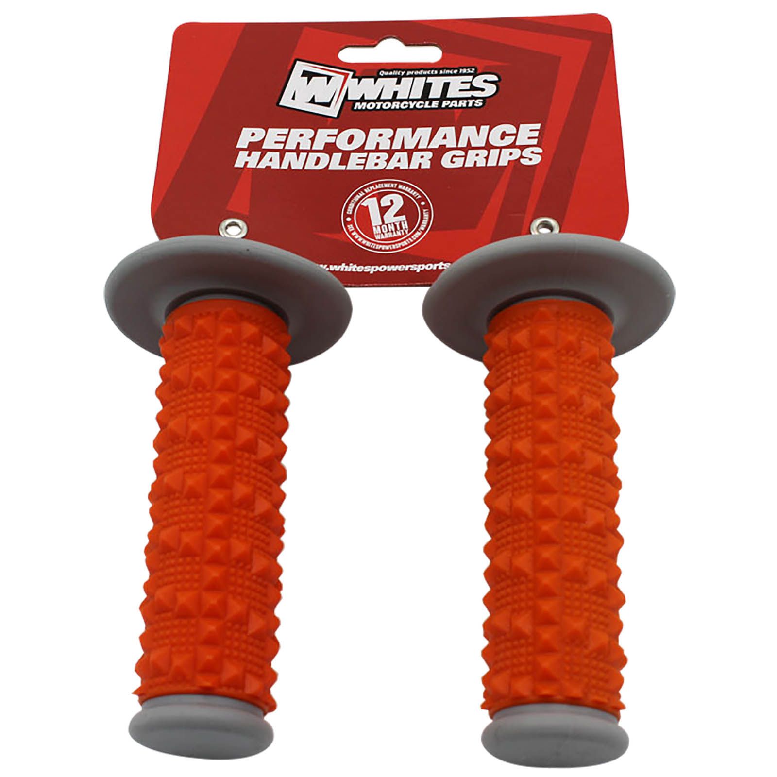 WHITES MX FULL LARGE DIAMOND GRIP GRY/ORG - Image 1