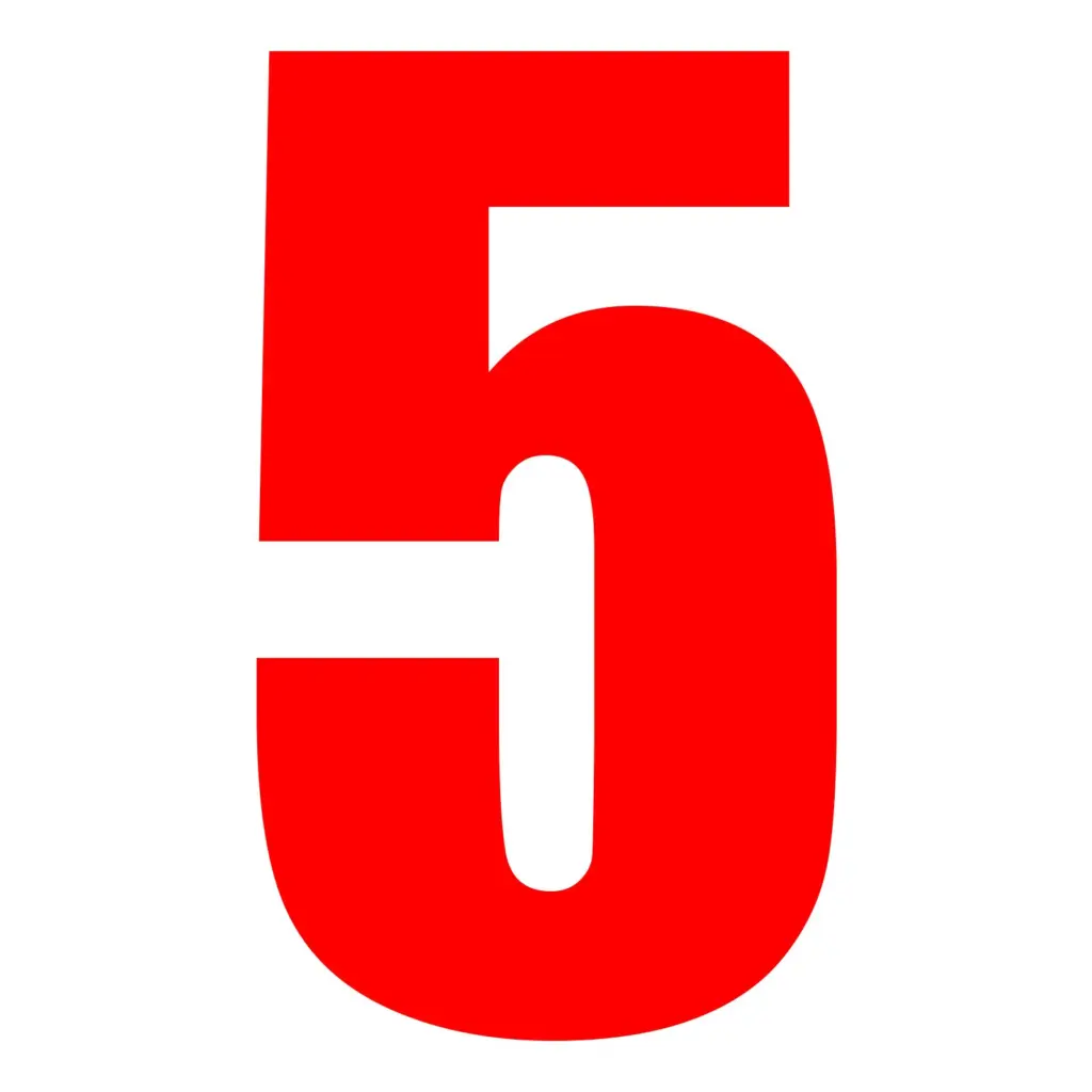 RACE NUMBER 6in VINYL #5 RED PKT of 10