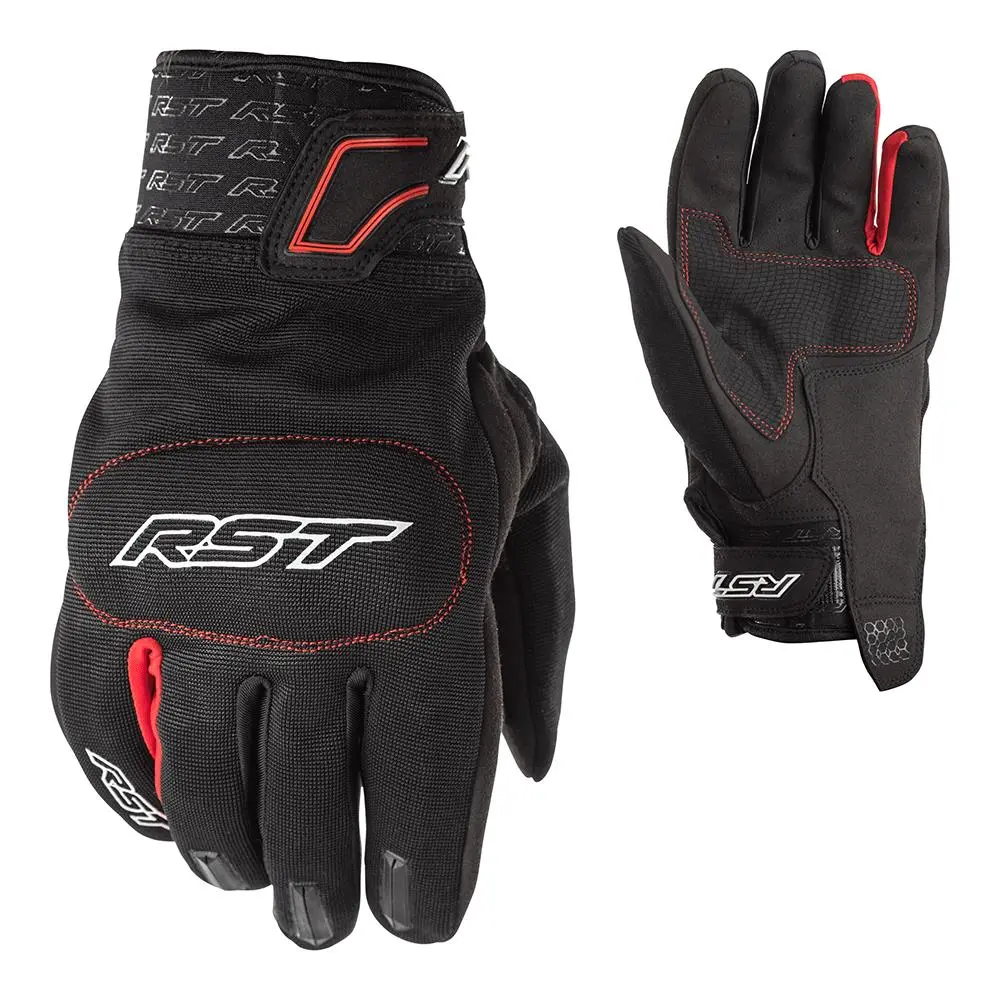 RST Rider CE Textile Road Gloves Black/Red