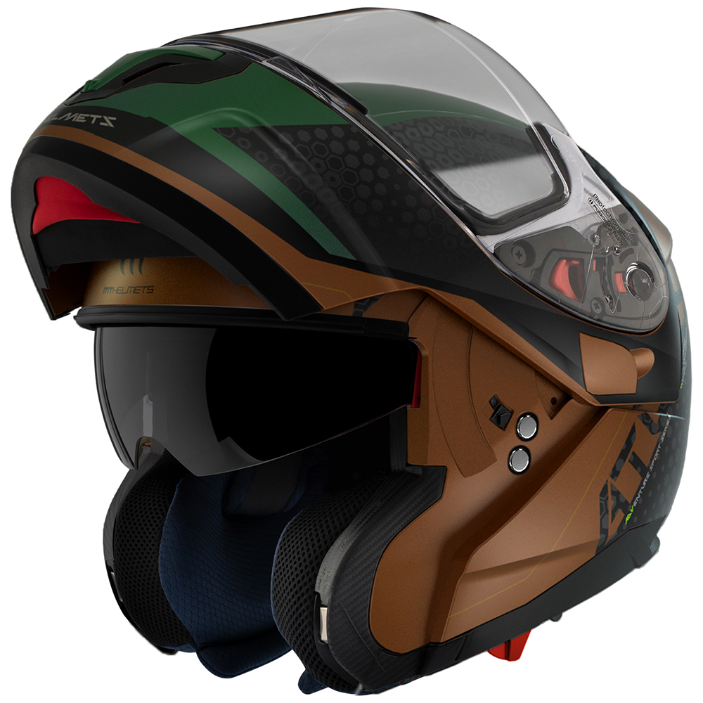 MT Atom SV Flip Front Helmet Adventure Matte Green - Image 1
