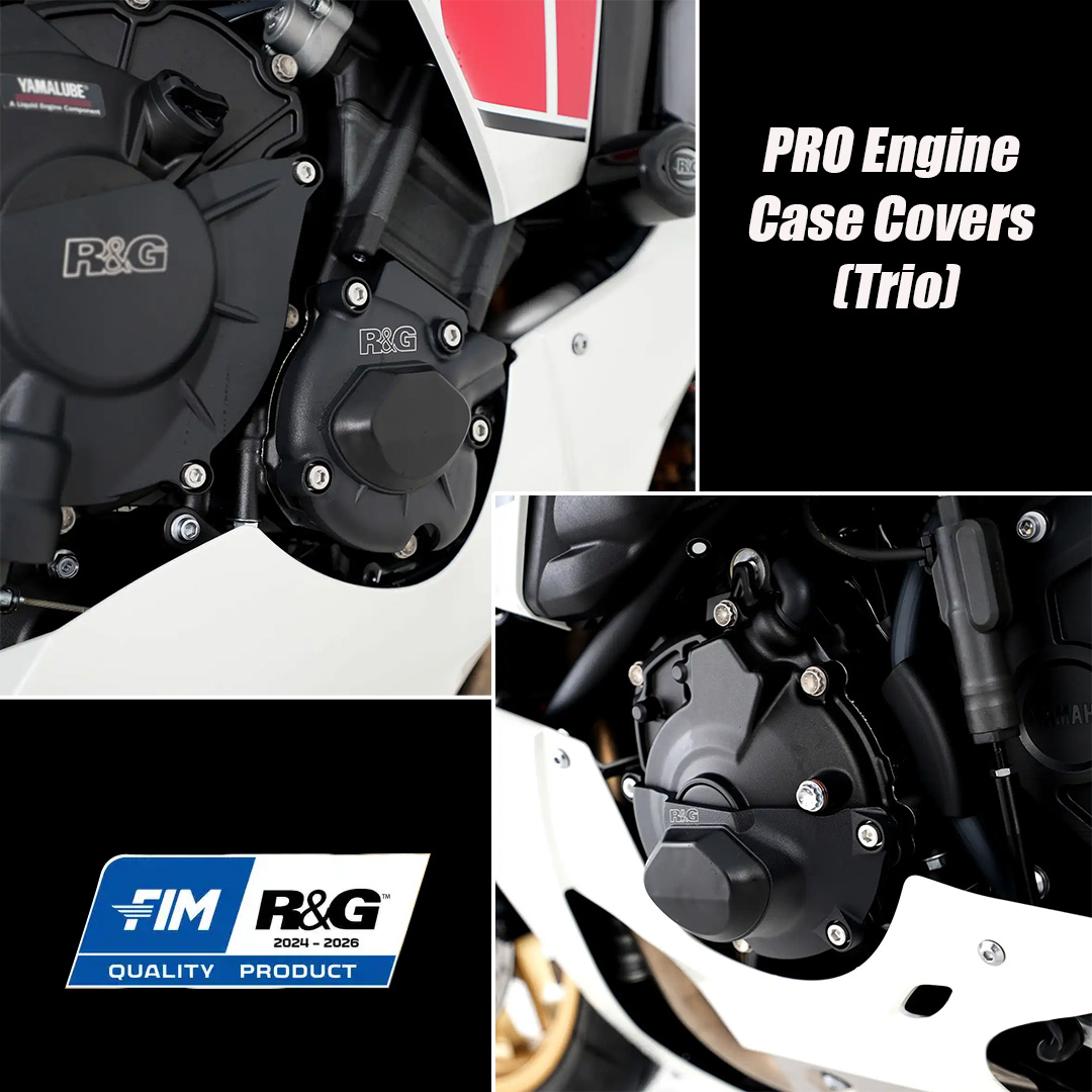 PRO Engine Case Covers (Trio) for Yamaha YZF-R1/ YZF-R1M 17- Black R&G - Image 1
