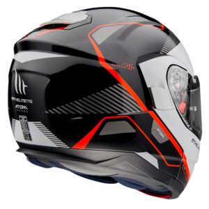 MT Atom SV Flip Front Helmet OPened GLoss Pearl/Flo Red - Image 4