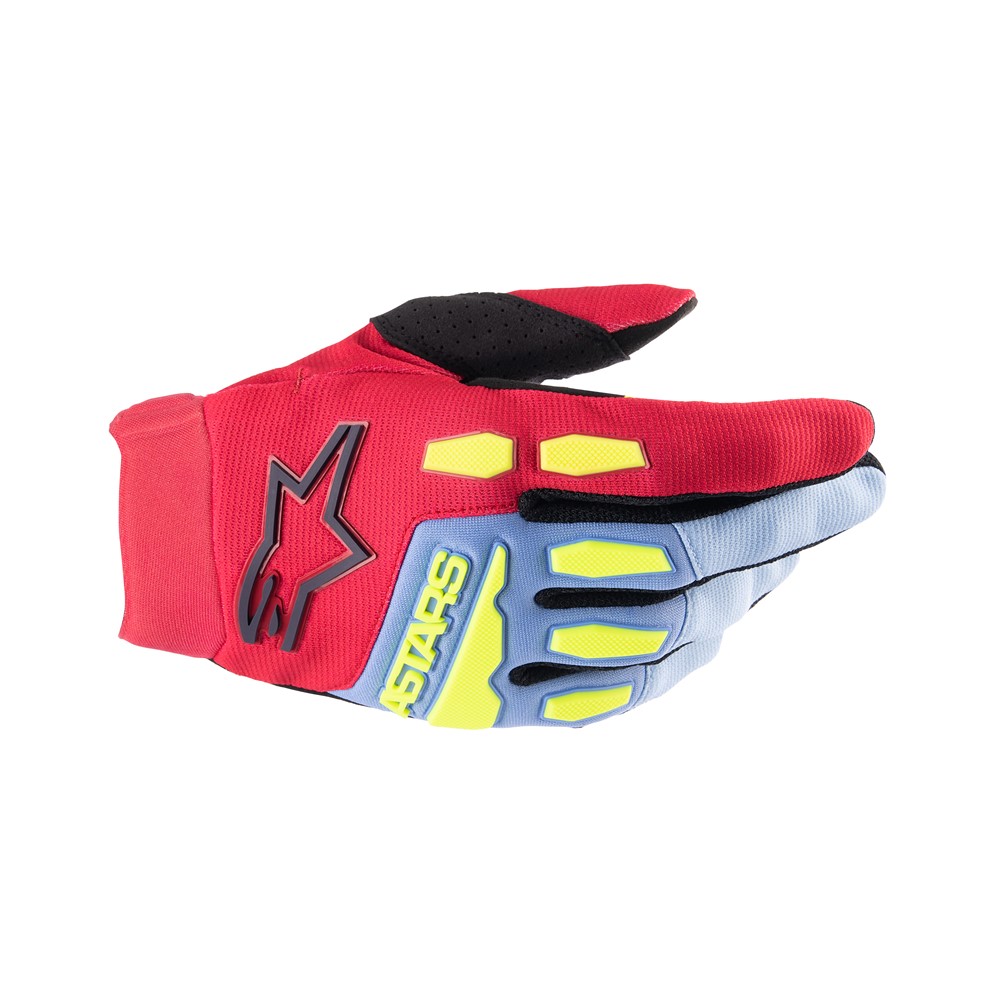 Alpinestars Youth Full Bore Motocross Gloves Light Blue/Red Berry/Black - Image 1
