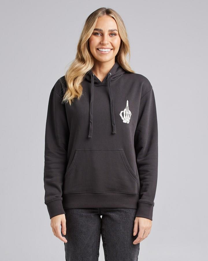 The Mad Hueys Bones Ahoy Ladies Pullover Hoodie Vintage Black - Image 1