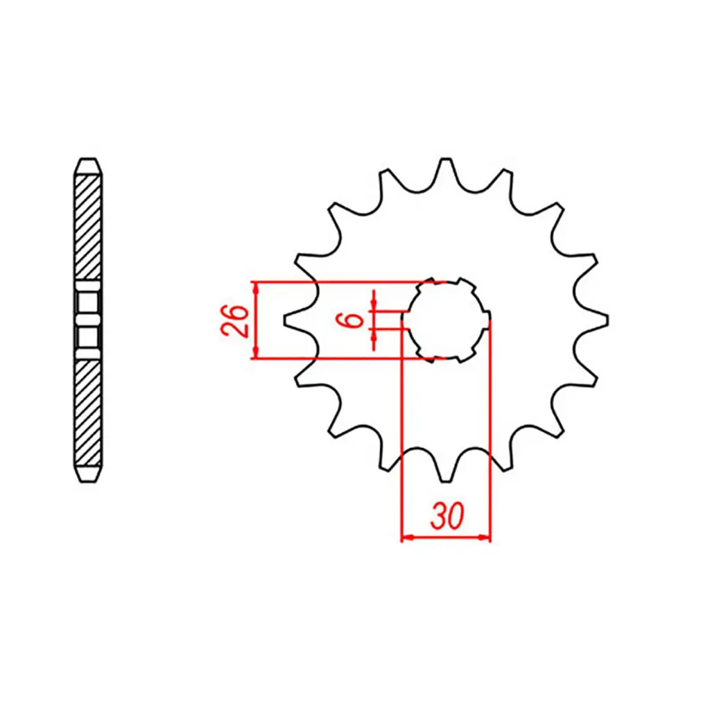 SPKT FRONT OE STEEL 568 16T #530 - INDENT