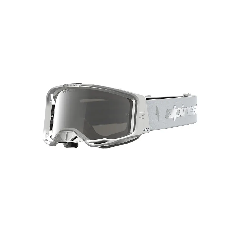 Alpinestars Vision 8 Amber Motocross Goggles White/Silver - Mirror Silver Lens