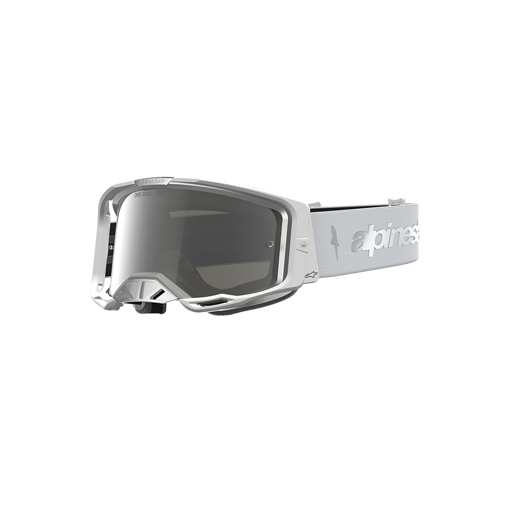Alpinestars Vision 8 Amber Motocross Goggles White/Silver - Mirror Silver Lens - Image 1