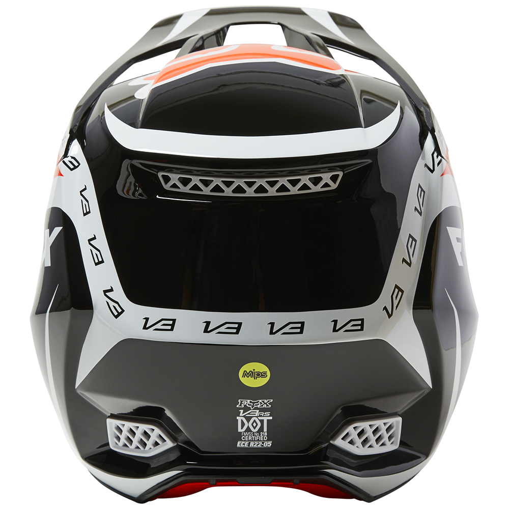 Fox V3 Dvide ECE Motocross Helmet Black/White/Orange - Image 4