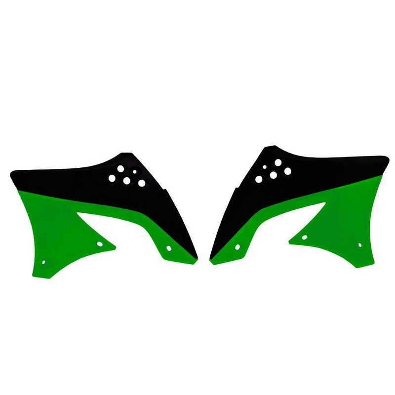 RADIATOR SHROUDS  RTECH KX450F 10-11 BLACK GREEN STANDARD - Image 1