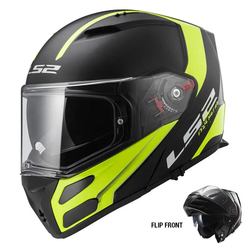 LS2 FF324 METRO HELMET RAPID HI-VIS MED FLIP FRONT