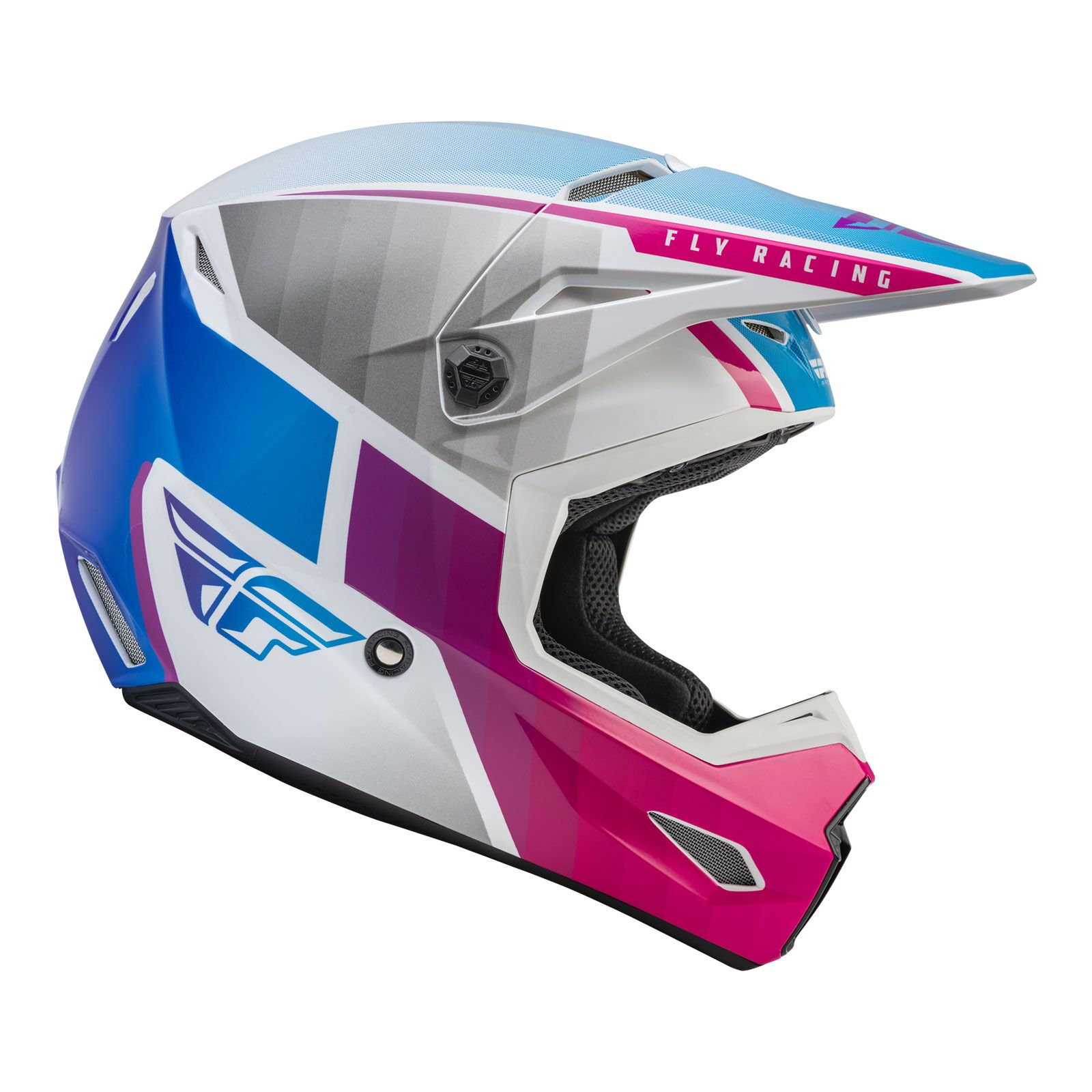 Fly Kinetic Drift Pink/White/Blue Motocross Helmet - Image 2