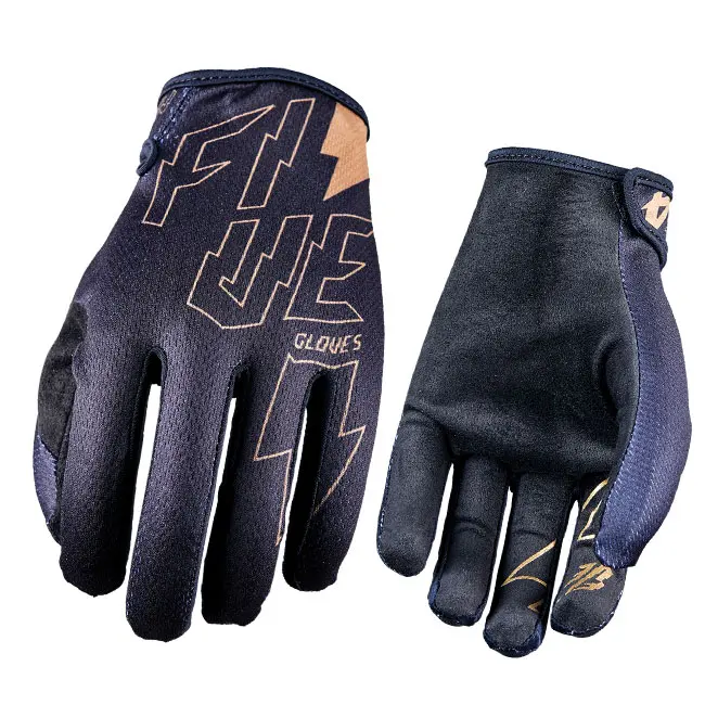 Five MXF4 Thunderbolt Motocross Gloves Black/Gold