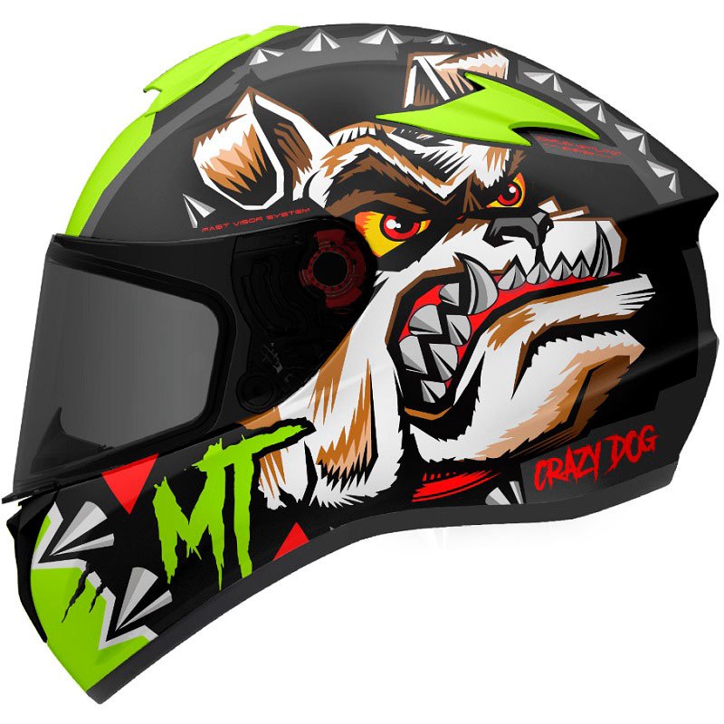 MT Helmets Targo Crazydog Road Helmet Gloss Flo Yellow - Image 1