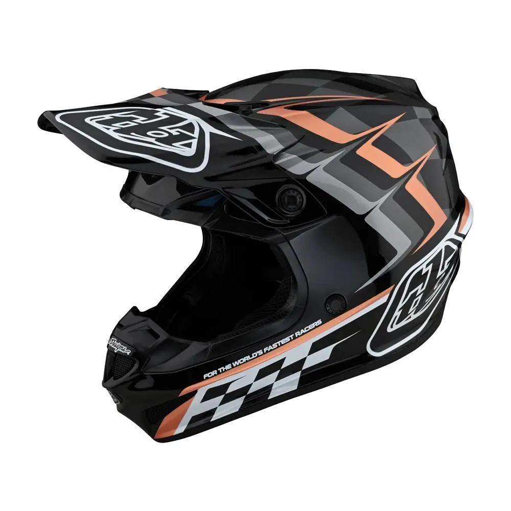 Troy Lee Designs SE4 Polyacrylite Warped Motocross Helmet Black / Copper
