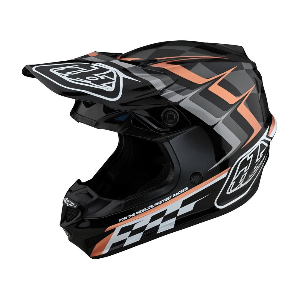Troy Lee Designs SE4 Polyacrylite Warped Motocross Helmet Black / Copper - Image 1
