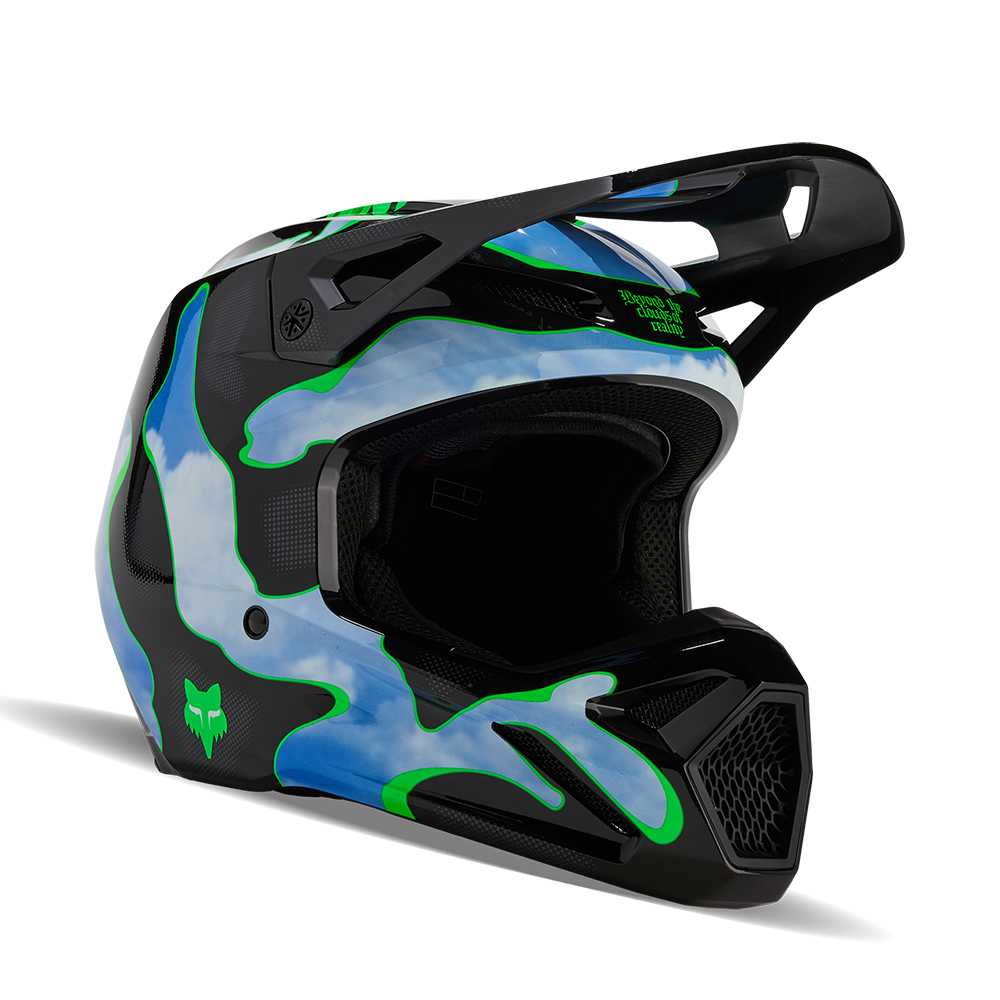 Fox V1 Atlas Motocross Helmet Youth Black/Green - Image 1
