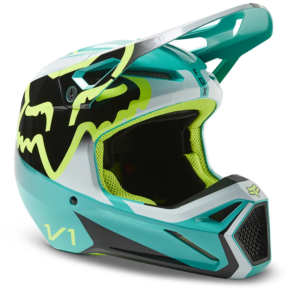 Fox V1 Leed MIPS ECE Motocross Helmet Youth Teal