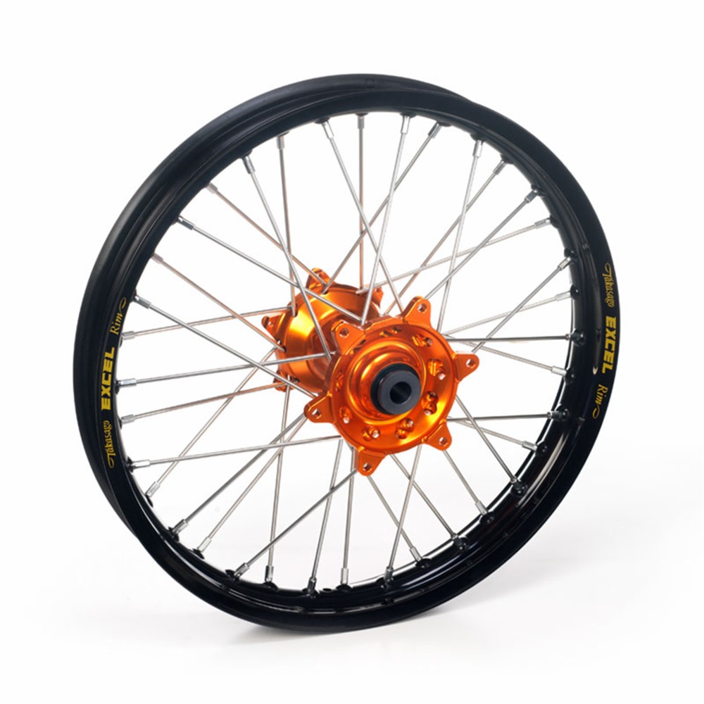 Haan Wheel KTM Rear Black Rim/Orange Hub 19x2.15 - 22mm - Image 1