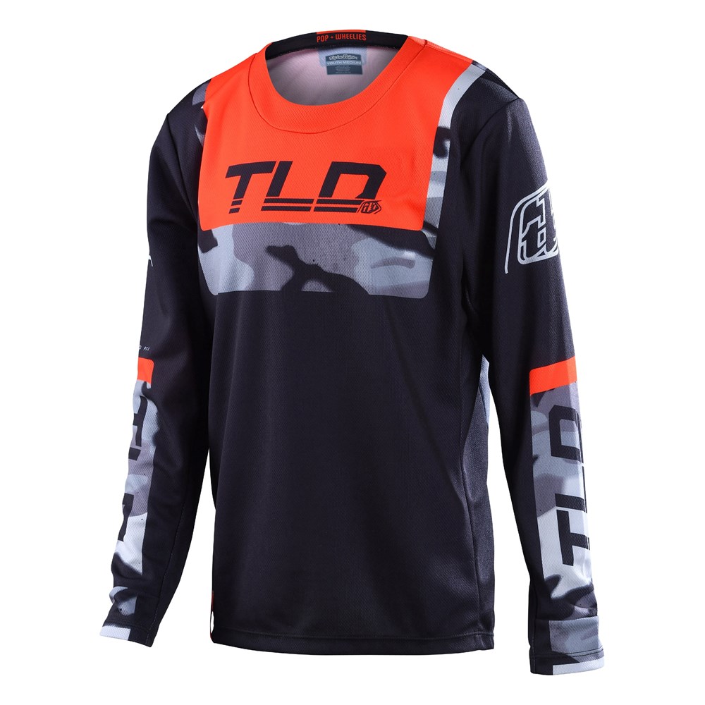 Troy Lee GP Brazen Motocross Jersey Youth Camo Black/Orange - Image 1