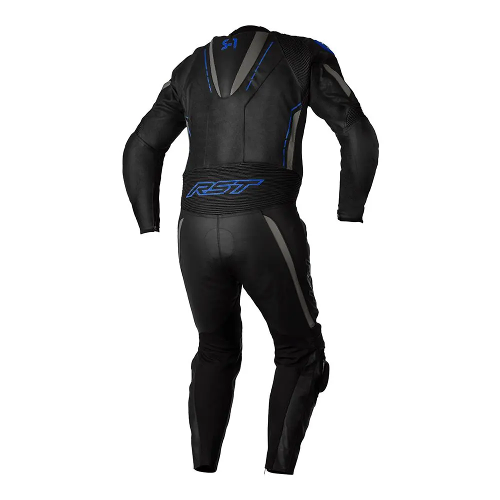 RST S1 CE 1-PC Leather Suit Black/Grey/Neon Blue