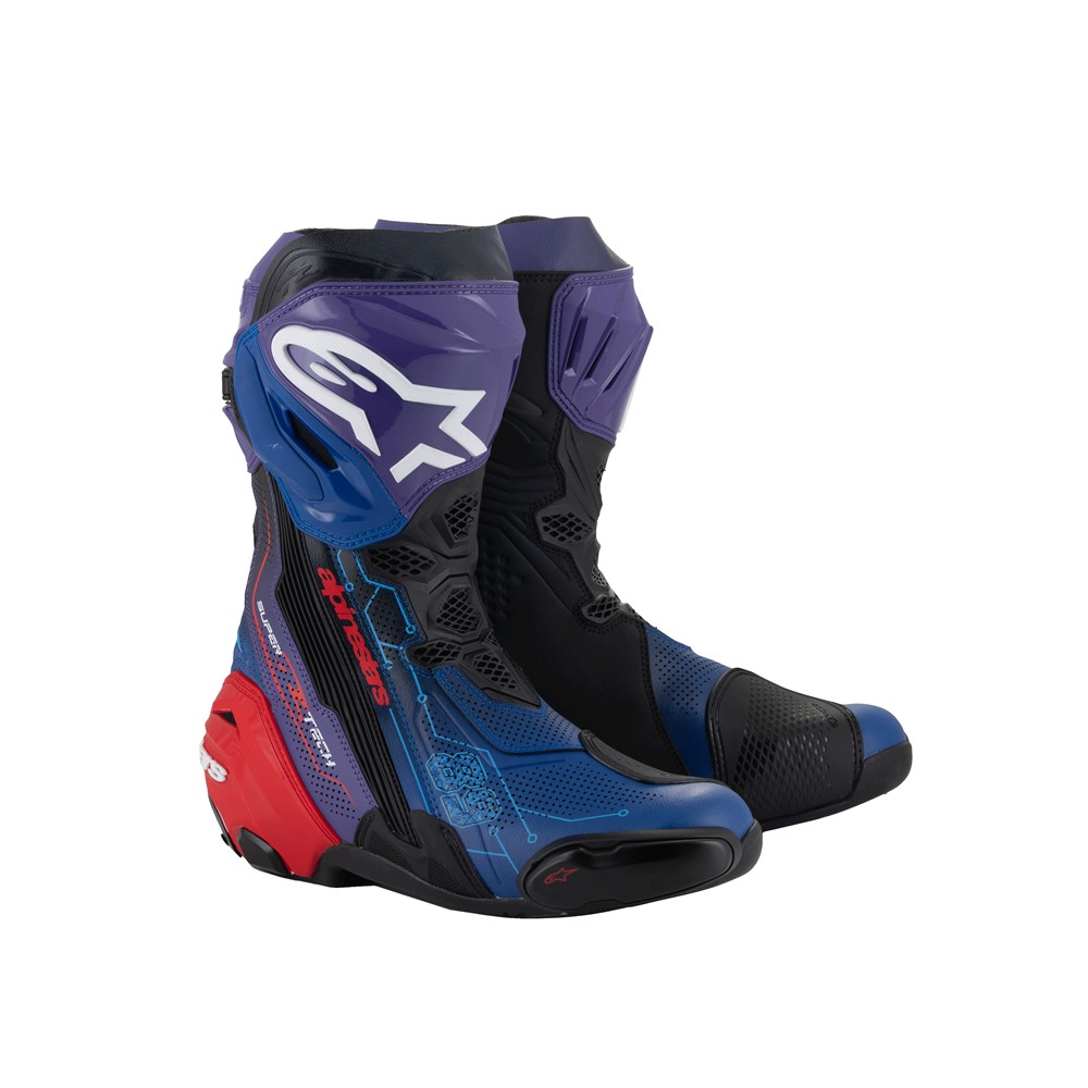 Alpinestars Supertech R Vented Limited Edition Martinator Road Boots Blue/Purple/Red/Black - Image 1