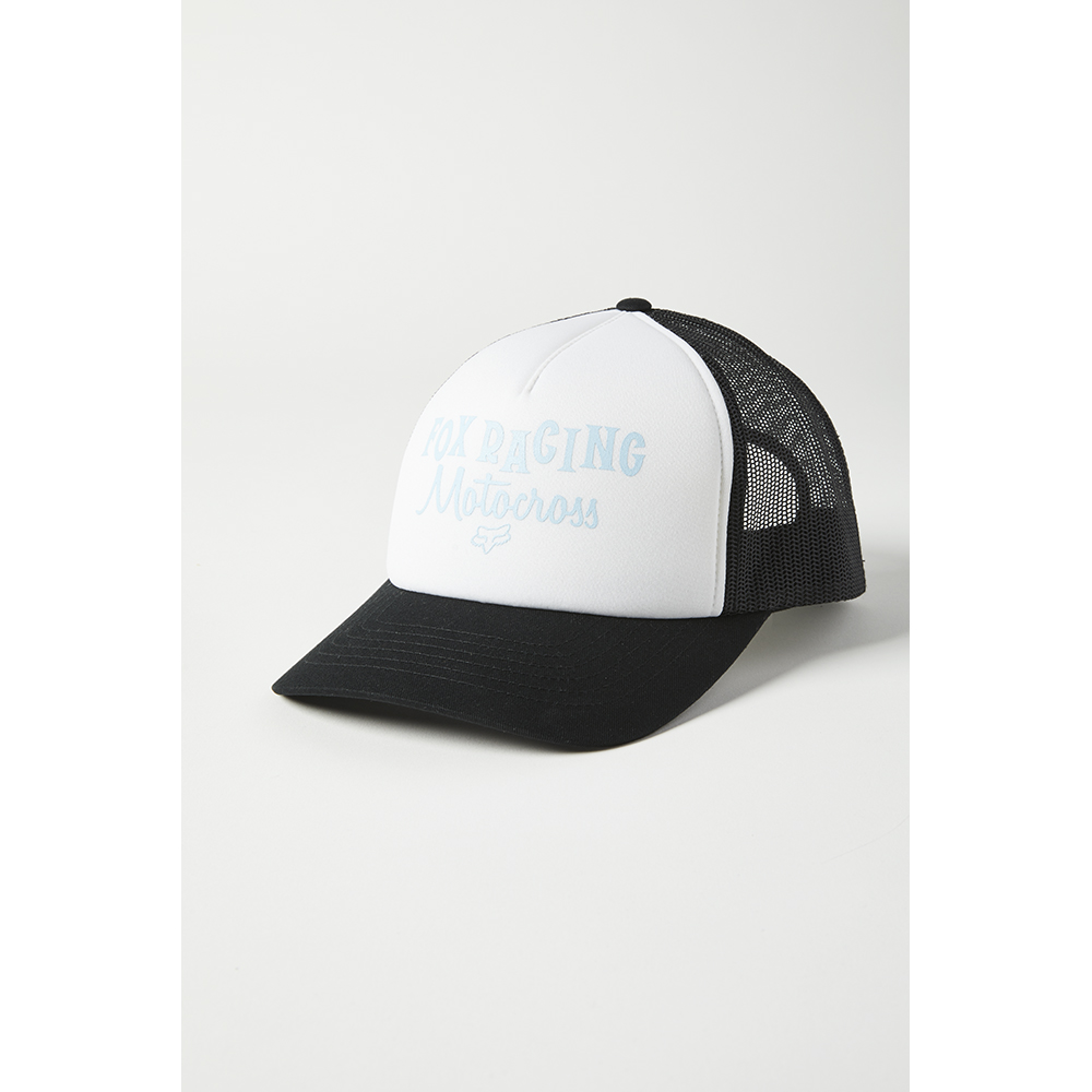 Fox Moto Inn Womens Crystal Blue Trucker Hat - Image 1