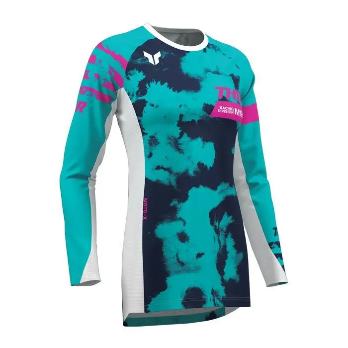 Thor MX Launchmode Bleach Motocross Jersey Ladies White/Aqua