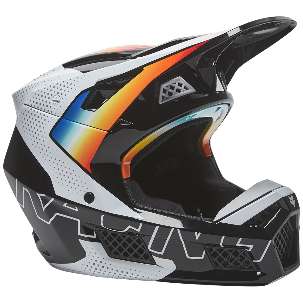 Fox V3 RS RELM Motocross Helmet ECE Black/White - Image 1