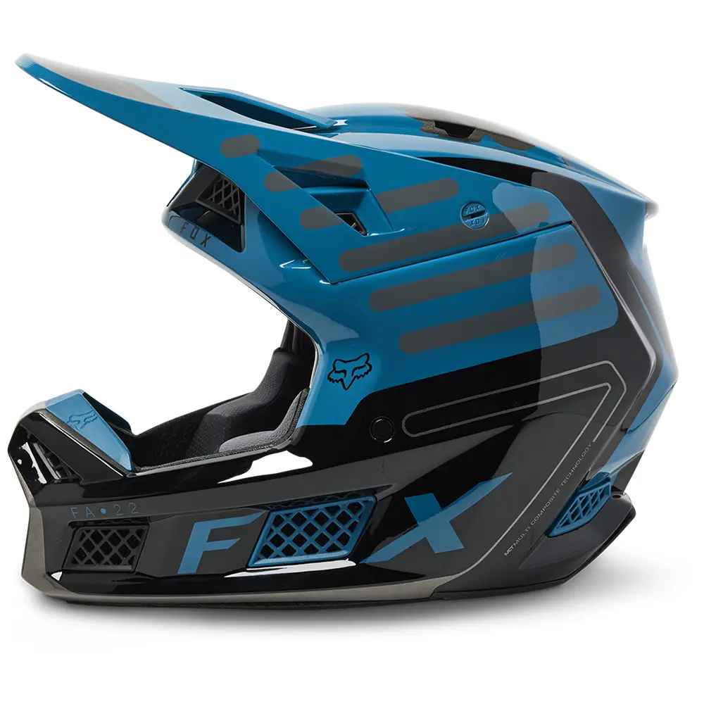Fox V3 RS Ryaktr MIPS ECE Motocross Helmet Maui Blue