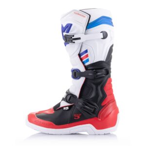 Alpinestars Tech-3 Motocross Boots White/Bright Red/Dark Blue - Image 2