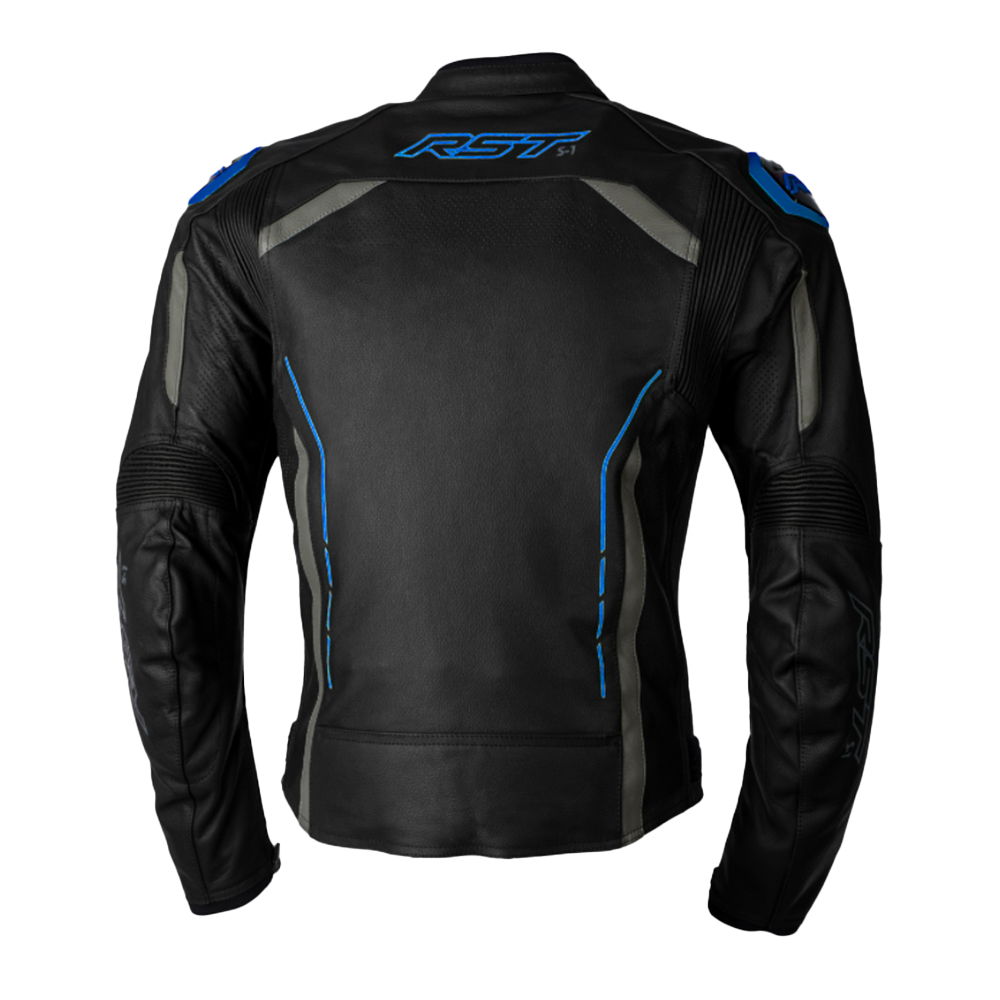 RST SA1 Leather Road Jacket BLack/Grey/Neon Blue - Image 2