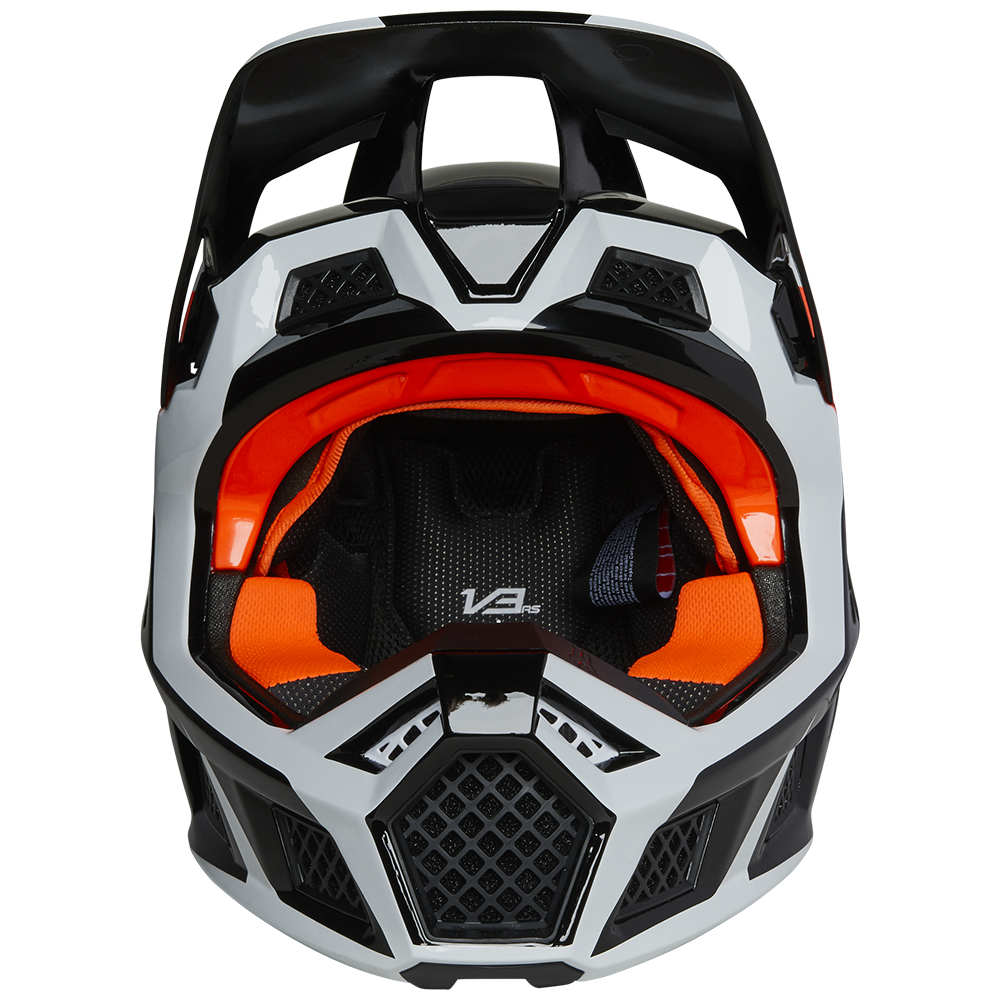 Fox V3 Dvide ECE Motocross Helmet Black/White/Orange - Image 5