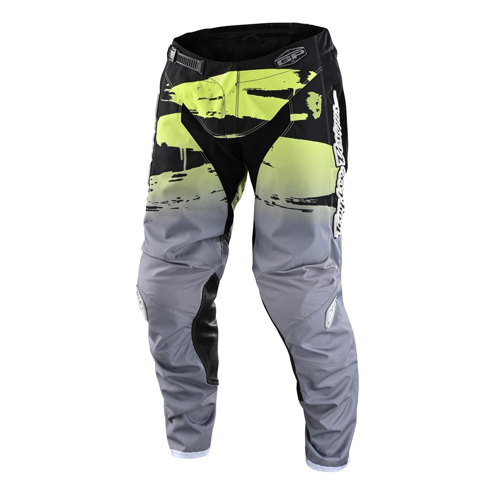 Troy Lee (22) GP Brushed Motocross Pants Youth Black/Glow Green - Image 1