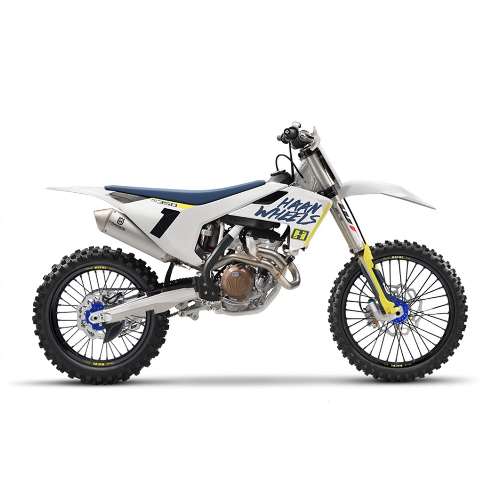 Haan Wheel KTM/Husqvarna Front Black Rim/Blue Hub 21x1.60 - 22mm Black Spokes/Black Nipples - Image 1