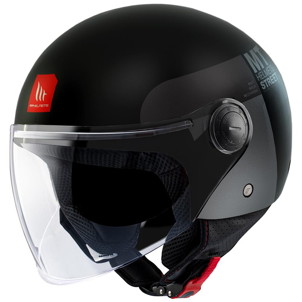 MT Street Inboard Open Face Helmet Matte Black - Image 1