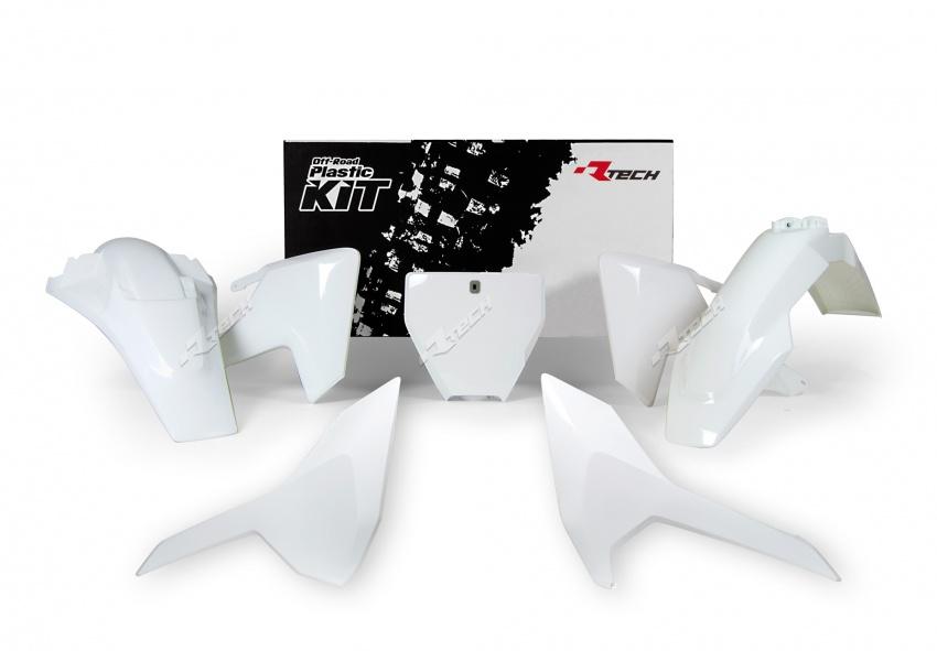 PLASTIC 5PC FRONT/REAR FENDERS SIDEPANEL &RADIATOR SHROUD &FRONT NUMBERPLATE HUSQVARNA WHITE - Image 1