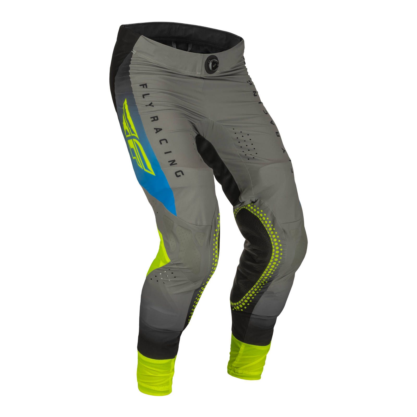 Fly Lite Motocross Pants Youth Grey/Blue/Hi-Vis - Image 1