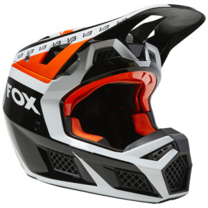 Fox V3 Dvide ECE Motocross Helmet Black/White/Orange - Image 1