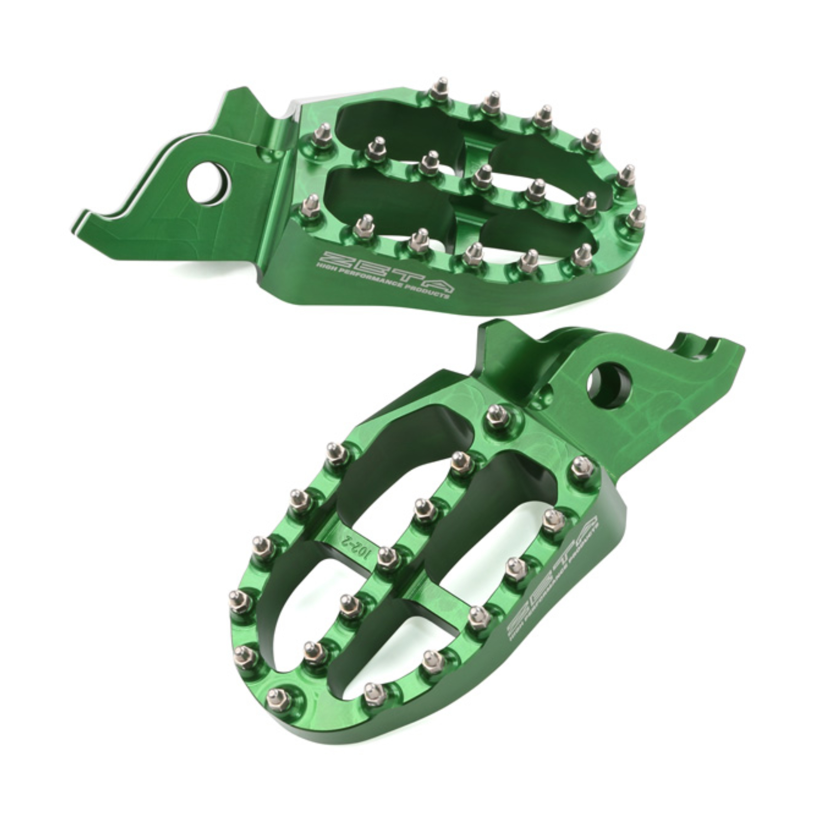 ZETA ALUMINUM FOOTPEGS KX250F/450F GREEN - Image 1