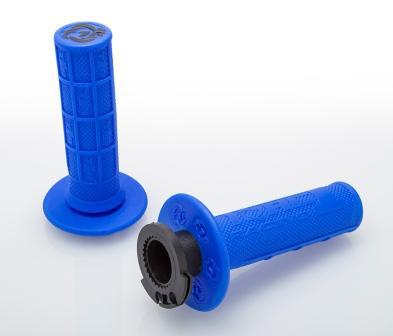 DEFY MX LOCK ON GRIPS 1/2 WAFFLE SOFT COMPOUND, INCLUDES 2 STROKE & MINI BIKE THROTTLE CAMS BLUE - Image 1