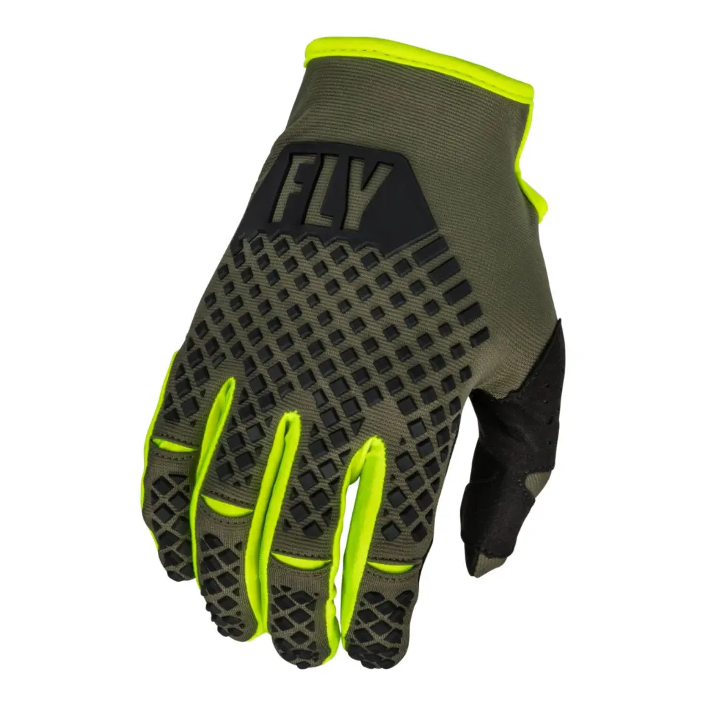 Fly Kinetic Motocross Gloves Olive Green/Hi-Vis